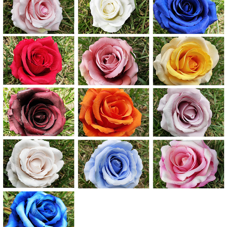 White artificial rose bloom head