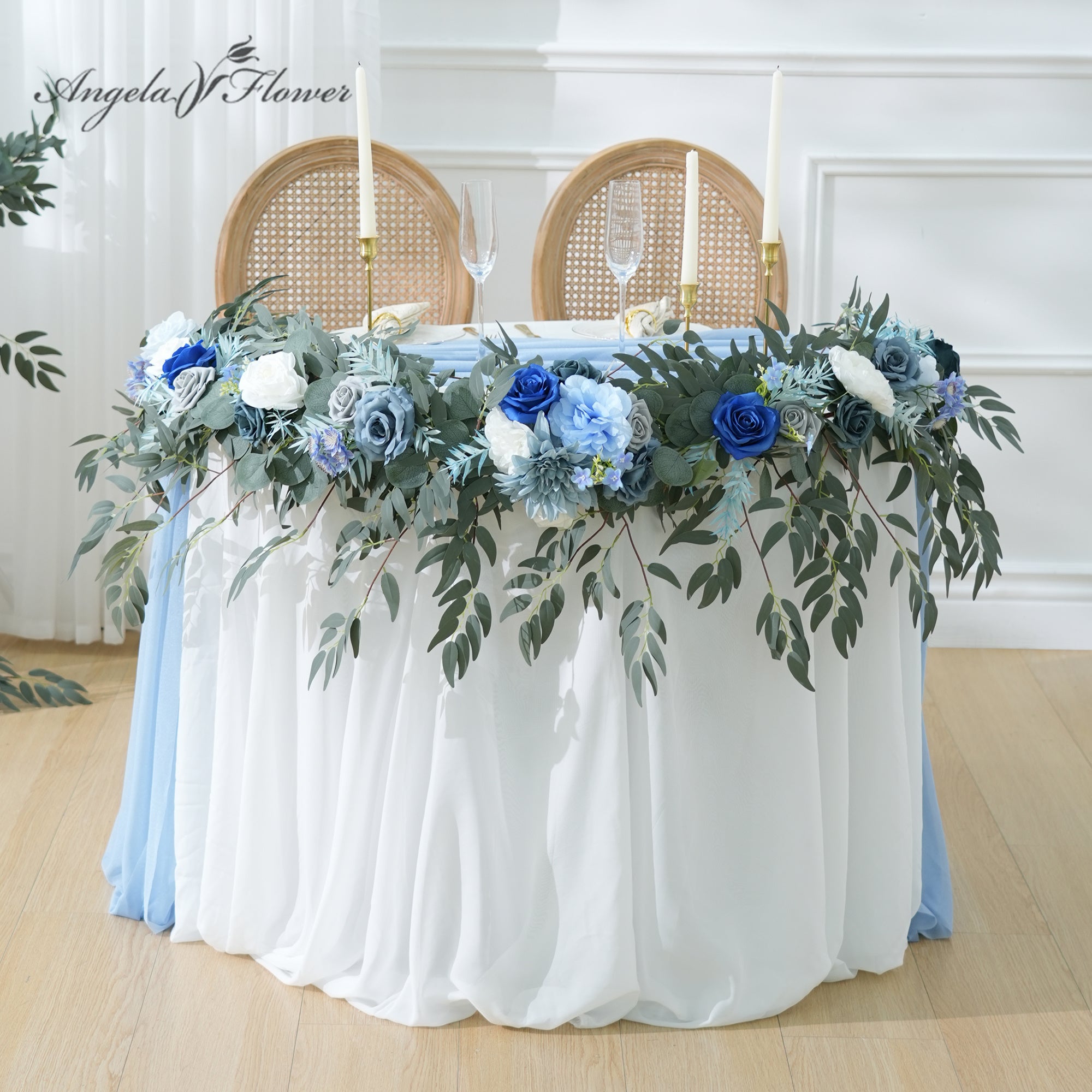 7ft Blue Rose Green Plant Vine Garland Wedding Table Flower