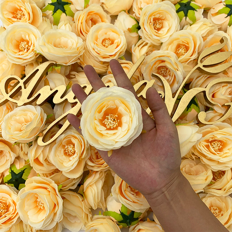 Yellow faux rose flower head table centerpiece filler