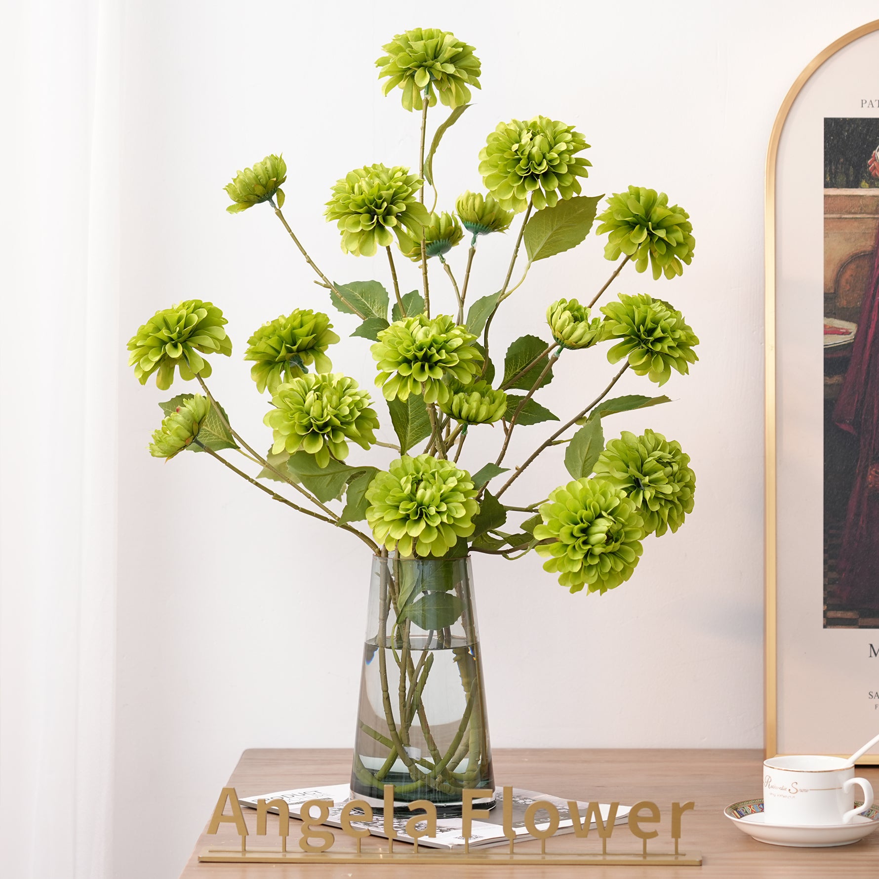 Premium silk dahlia blooms home ornament