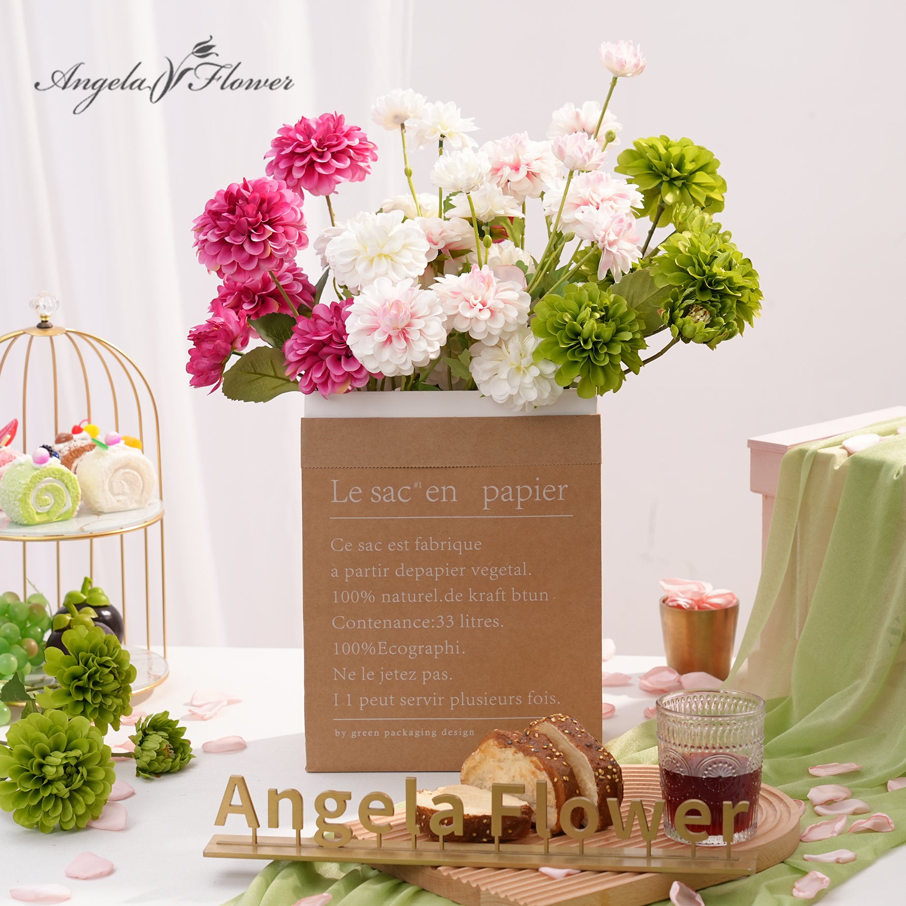 Assorted artificial dahlia stems floral supplies