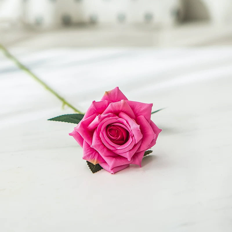 Fuchsia Artificial Rose Single Bloom Shot