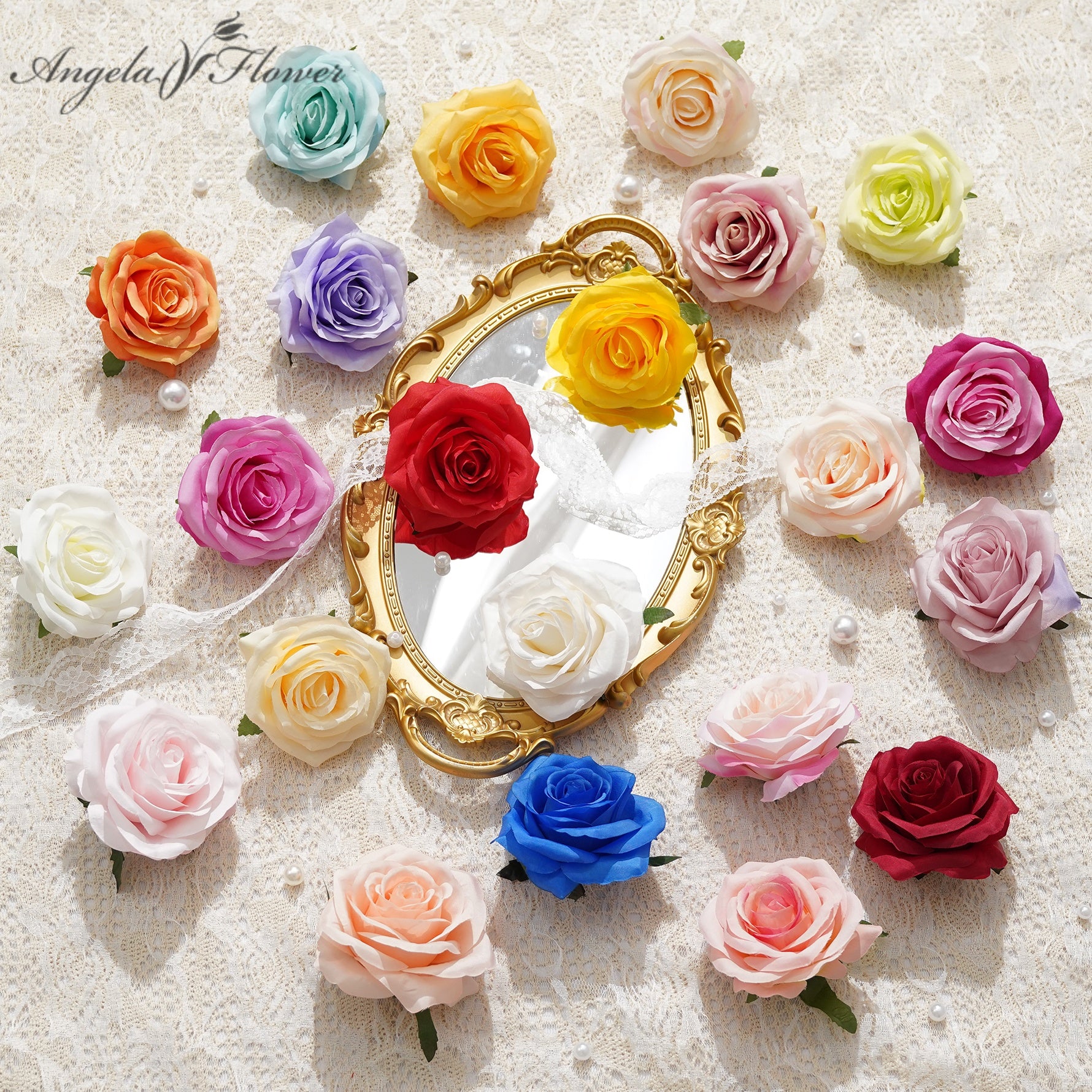 Artificial Colorful Rose Flower Head
