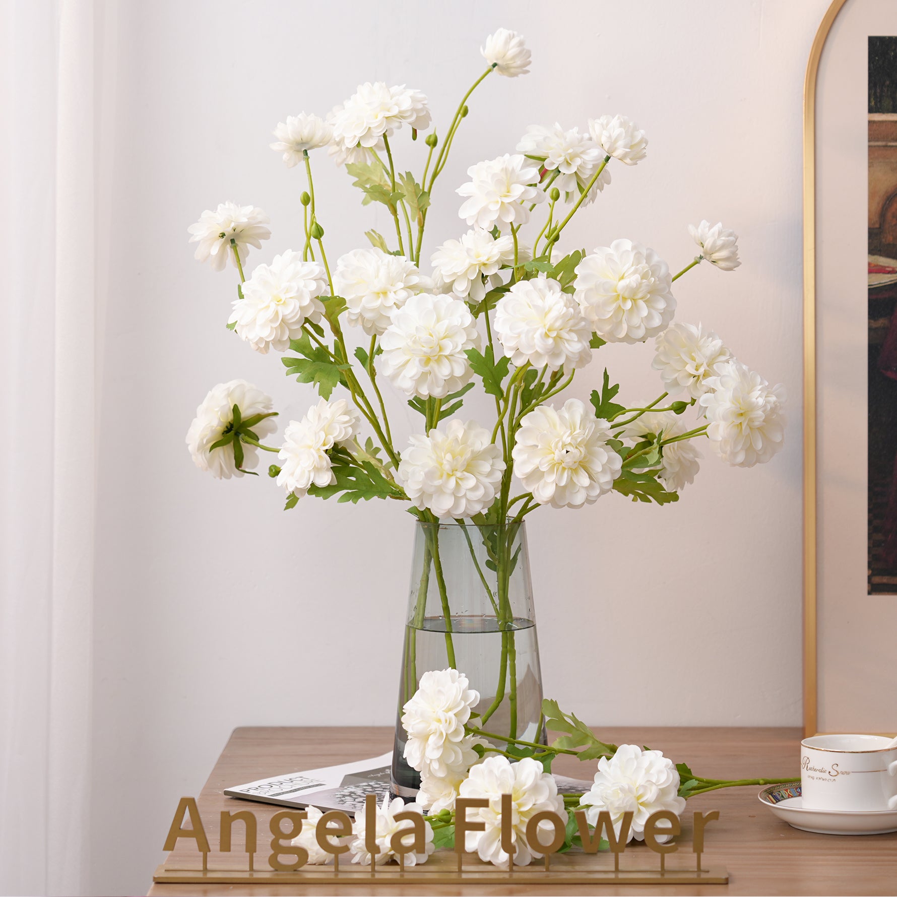 Faux dahlia stems assorted color florals