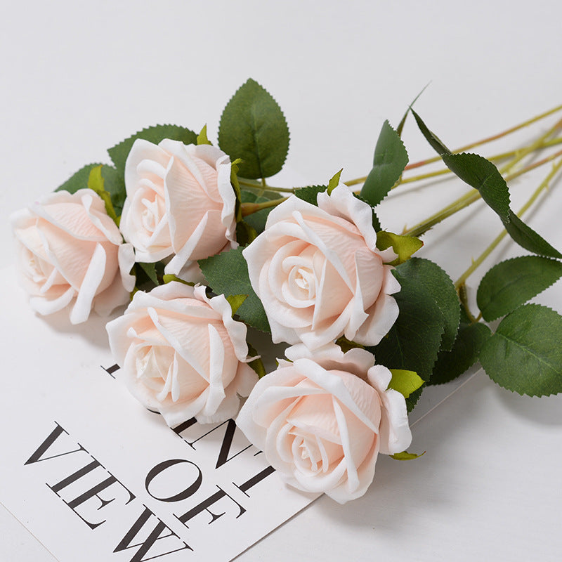 1. Burgundy fake long stem rose flower