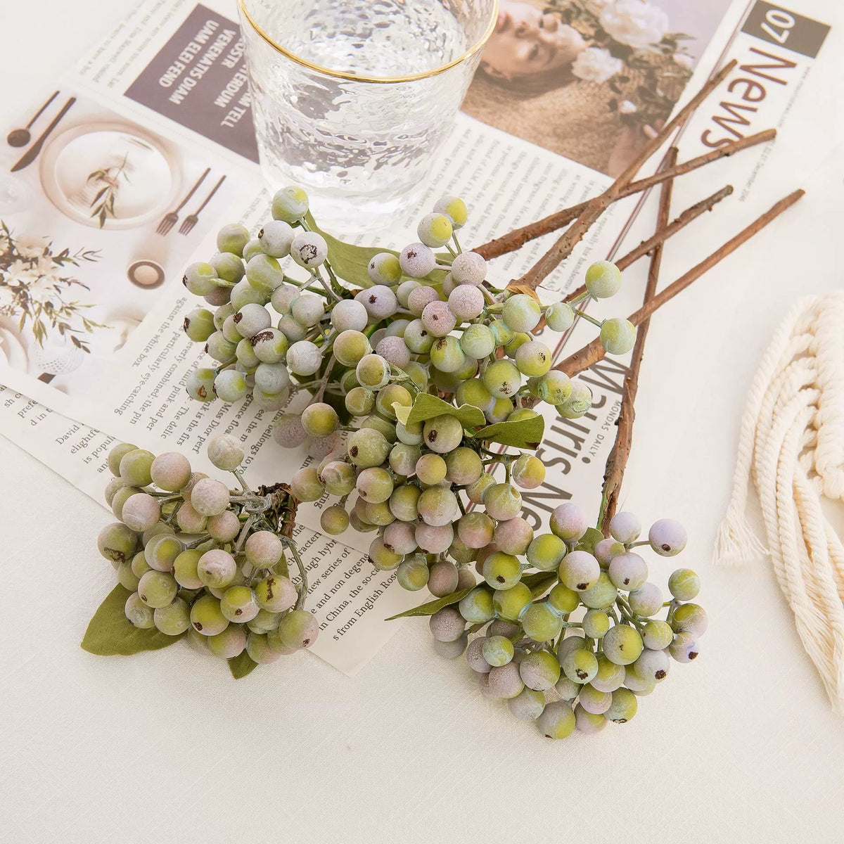 Artificial berry stem filler for wedding hand bouquet