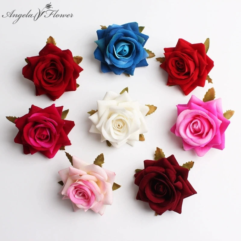 Artificial Multicolor Rose Flower Heads for DIY Floral Arrangements