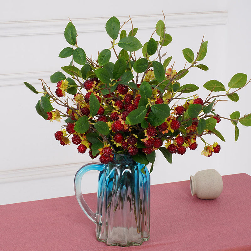 fake raspberry fruit cluster stem for wreath making