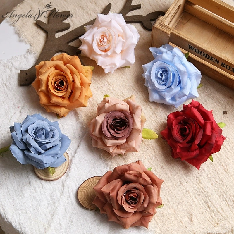 silk rose flower head for wedding decor