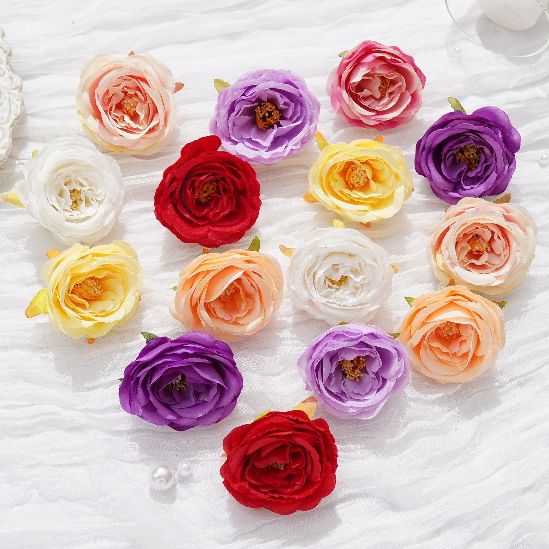 Bulk silk rose flower heads wholesale florist supply