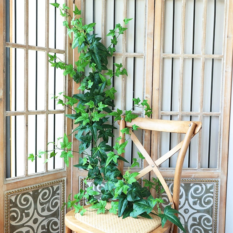 faux green money leaf hanging vine for photo backdrop