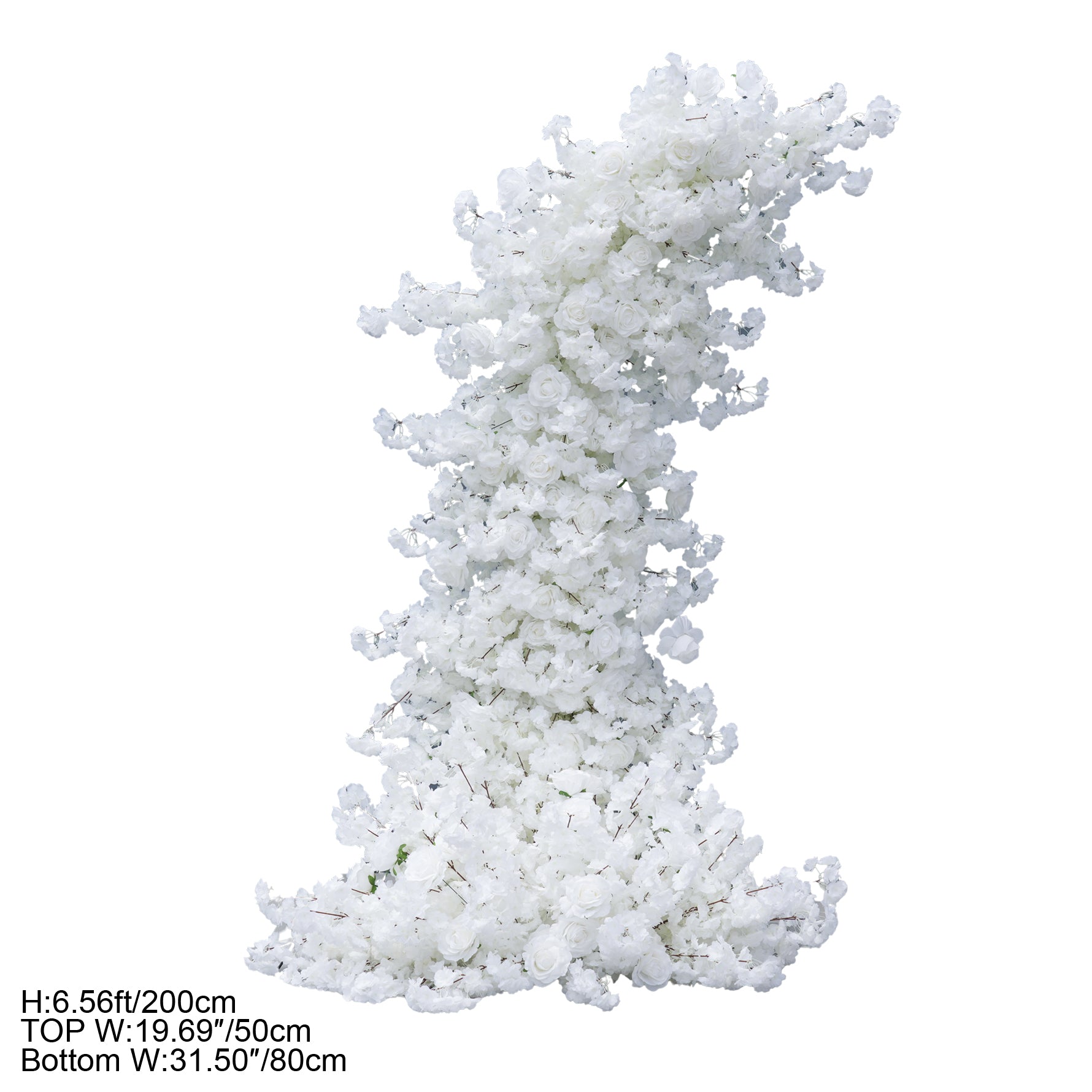 white faux blossom backdrop for bridal event decor