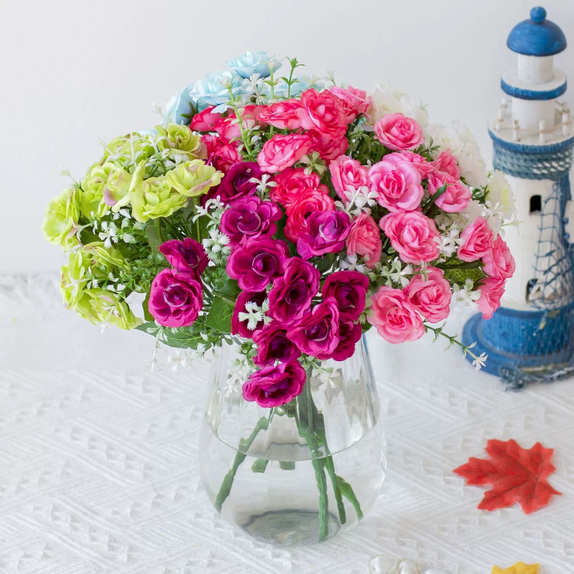 Lime Green Artificial Mini Rose Bouquet