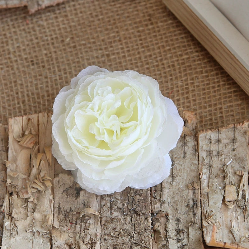 White Fabric Peony Head Floral Craft