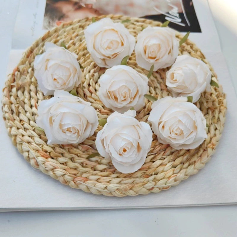 Soft Pink White Burgundy Artificial Rose Heads Collection