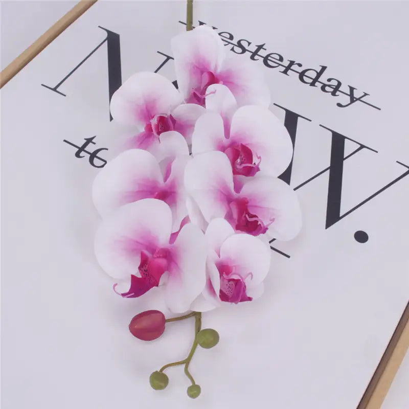 Faux silk orchid flower pot decoration