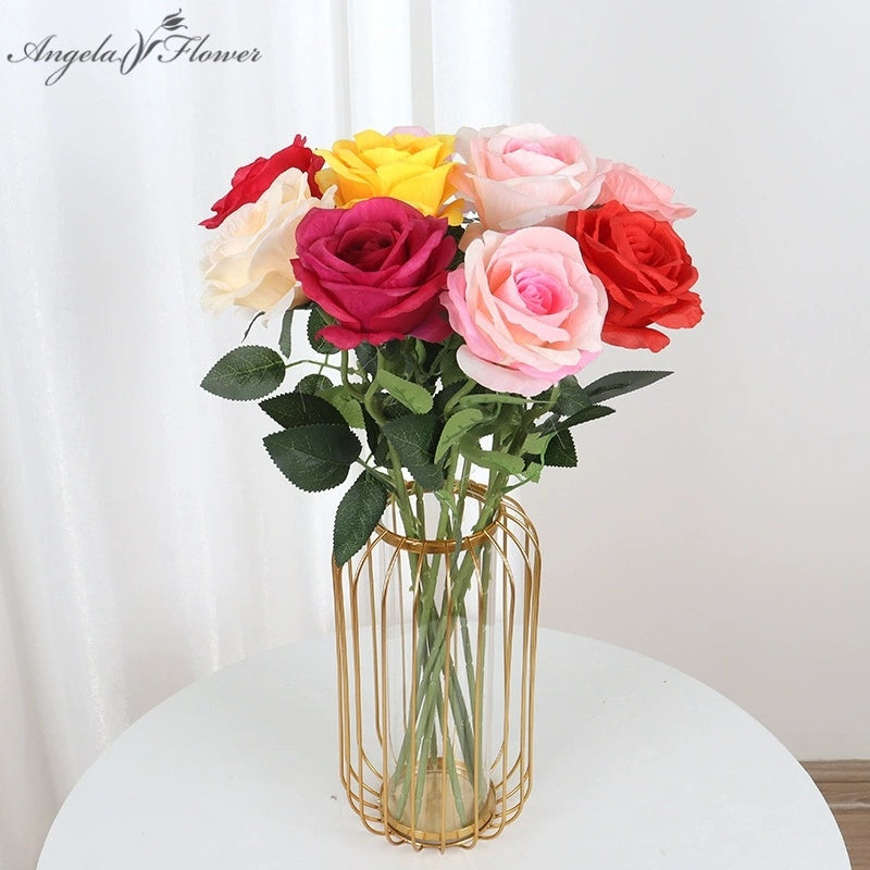 soft‑blush‑pink‑fake‑rose‑single‑stem‑floral‑supply
