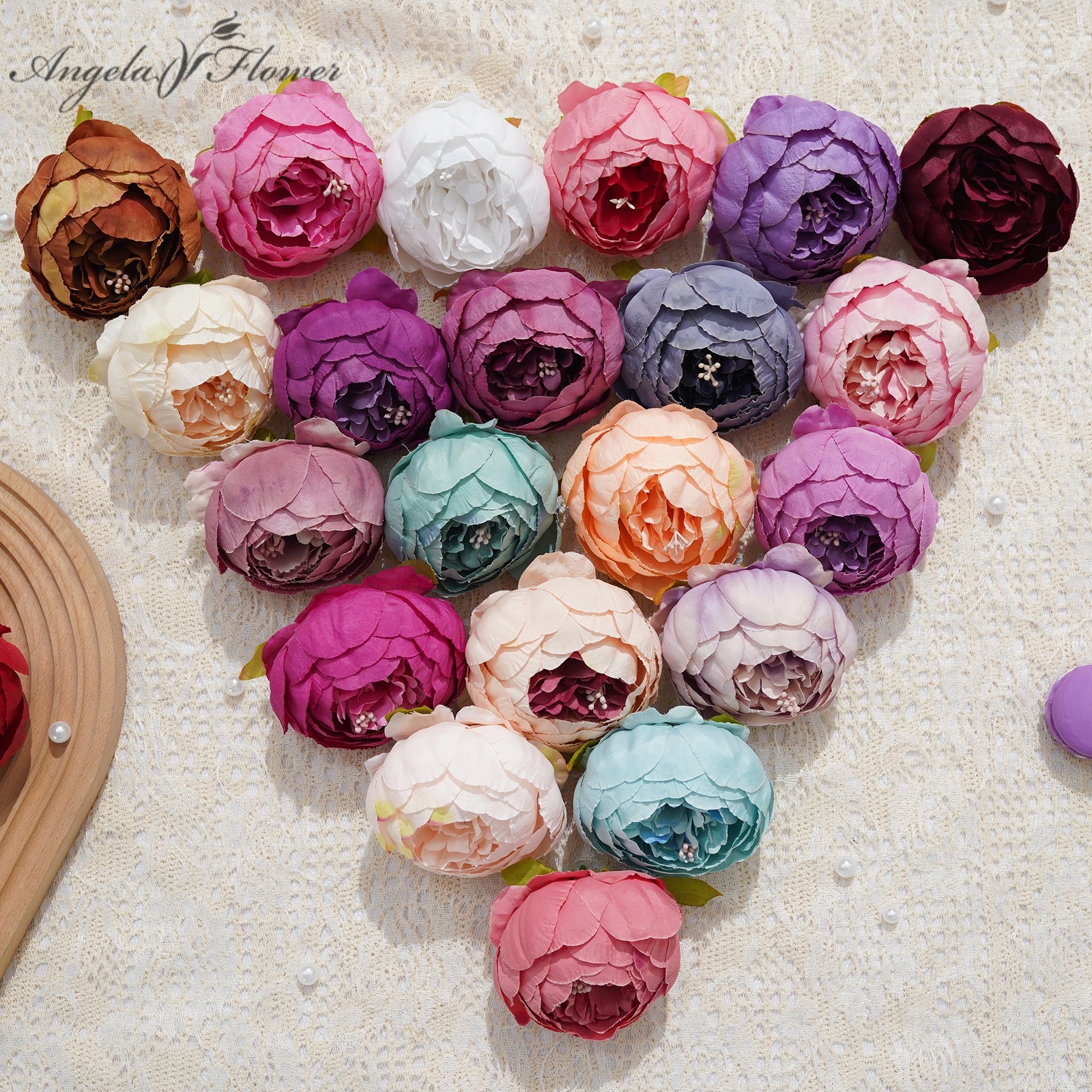 Dusty purple artificial ranunculus flower heads