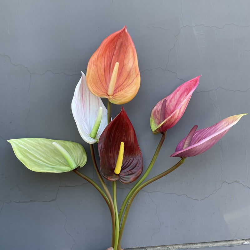 multicolor faux flower stems home vase arrangement