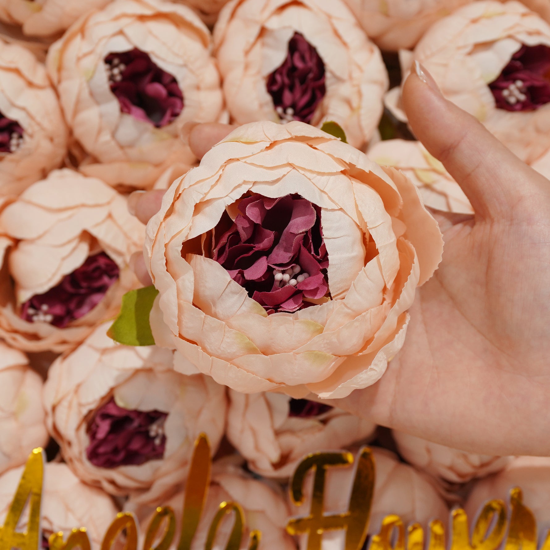 Hot fuchsia artificial ranunculus blooms