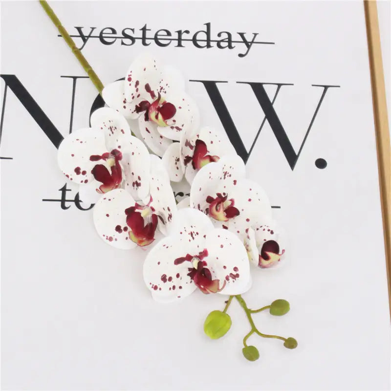 Artificial orchid display decoration with realistic flowers