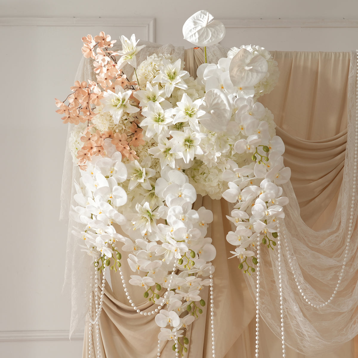 Blush hydrangea mixed floral arrangement