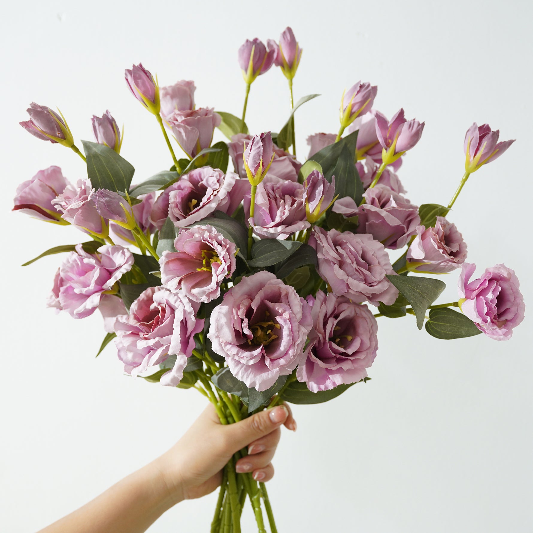 Light pink faux lisianthus floral arrangement