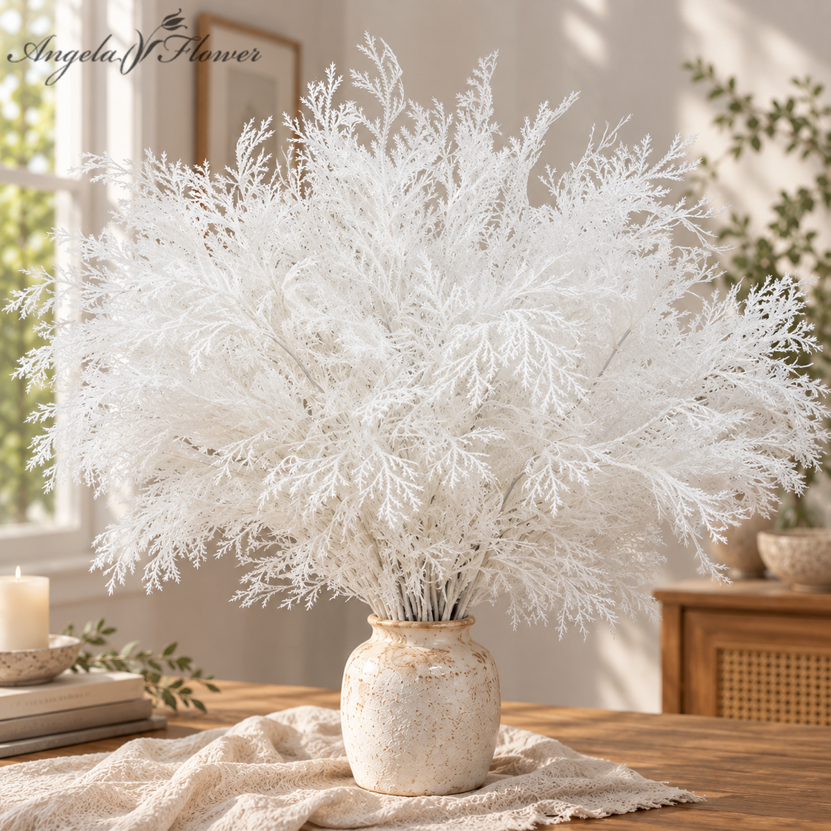 Artificial colored cedar leaf stem for banquet hall decoration