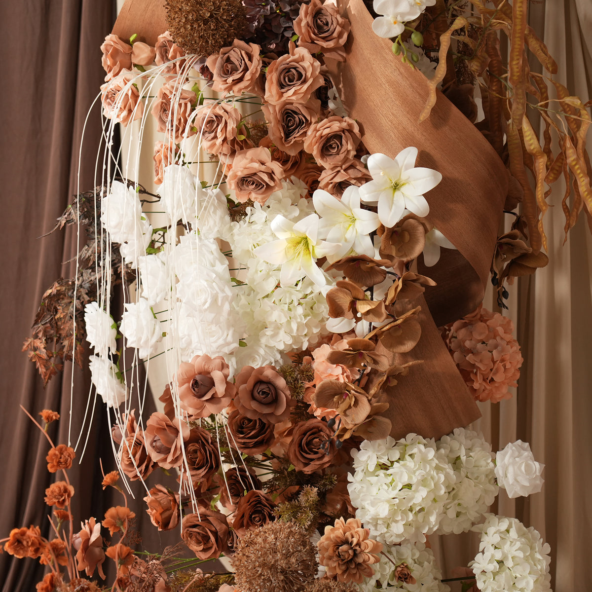rust wedding table centerpiece floral decor