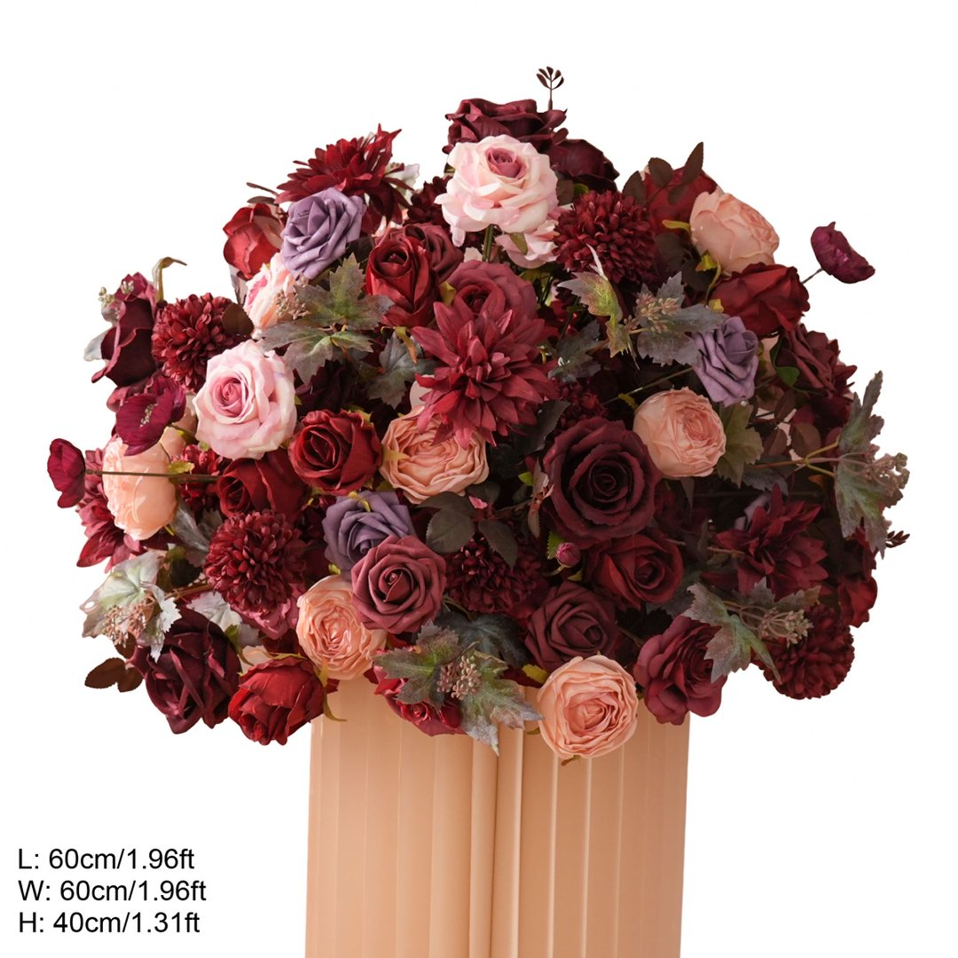 romantic-burgundy-faux-floral-wedding-installation
