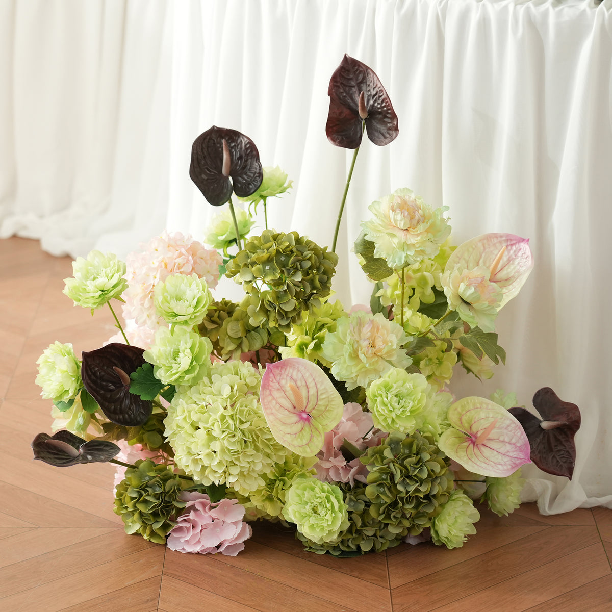 Soft pastel aisle ground flower decor