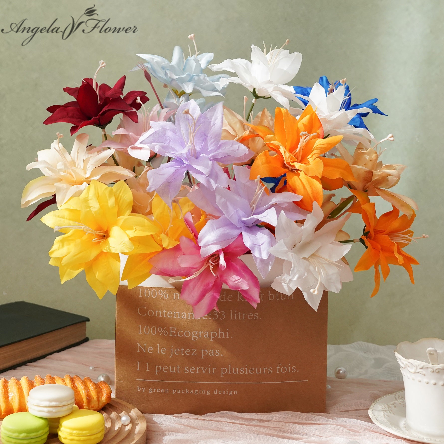 artificial orange lily stems wedding centerpiece