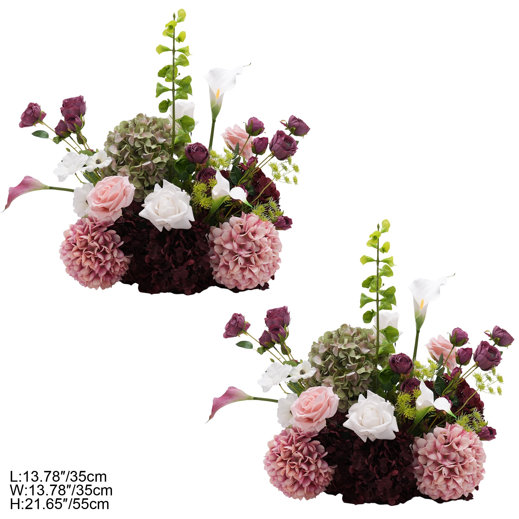 Artificial calla lily hydrangea mixed flower table centerpiece for formal fall party styling