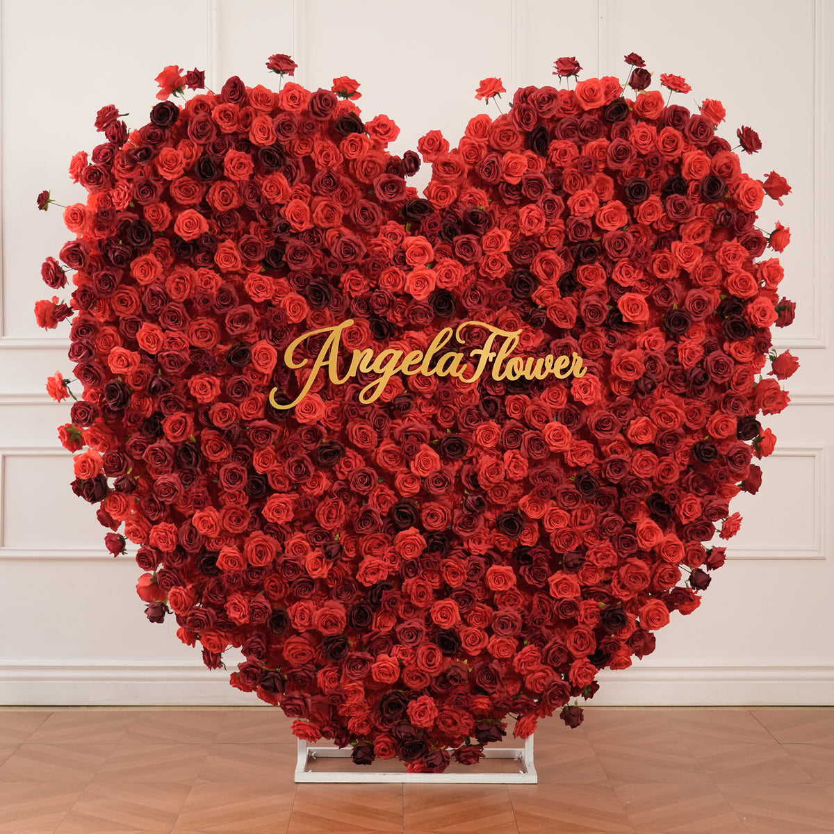 artificial red rose heart flower wall for rental business