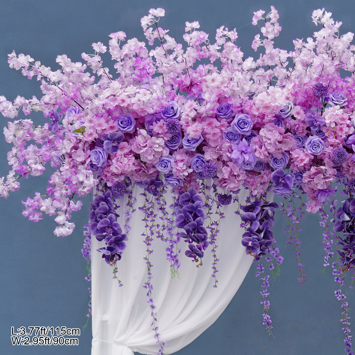 Purple rose and cherry blossom flower wall panel