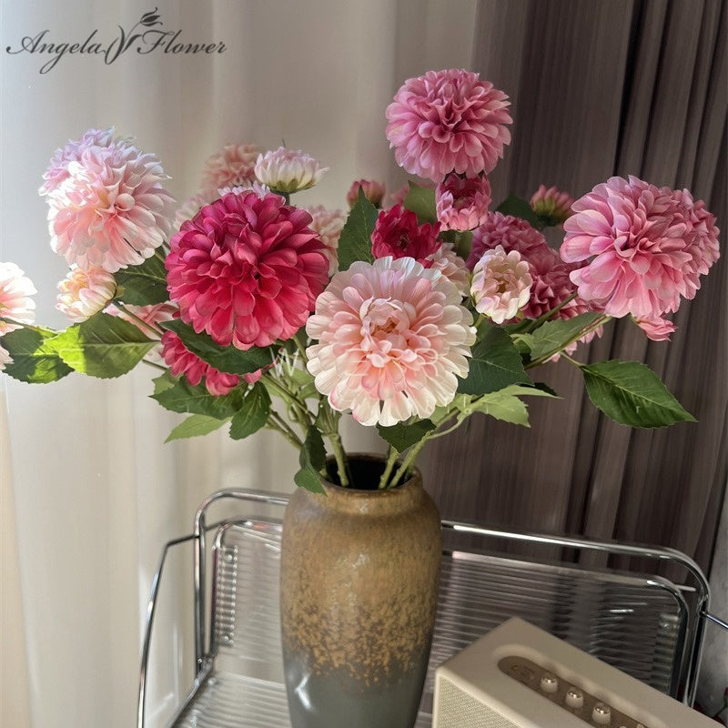 Silk Dahlia Floral Branch
