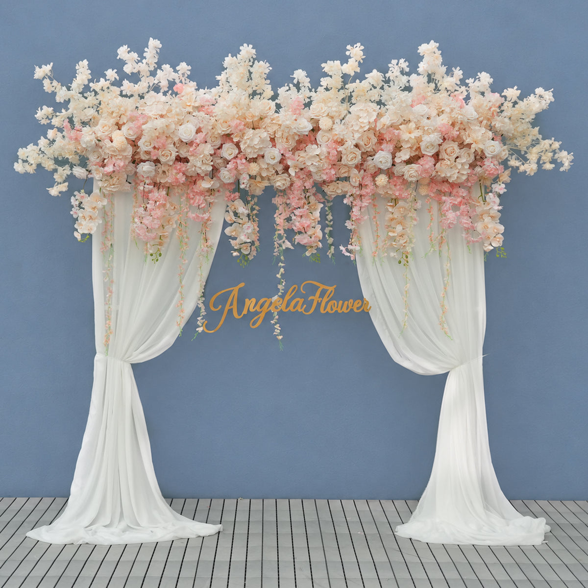 Soft pink wisteria drape flower for photo booth backdrop