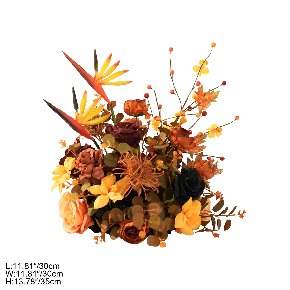 Pedestal flower balls for halloween wedding aisle styling