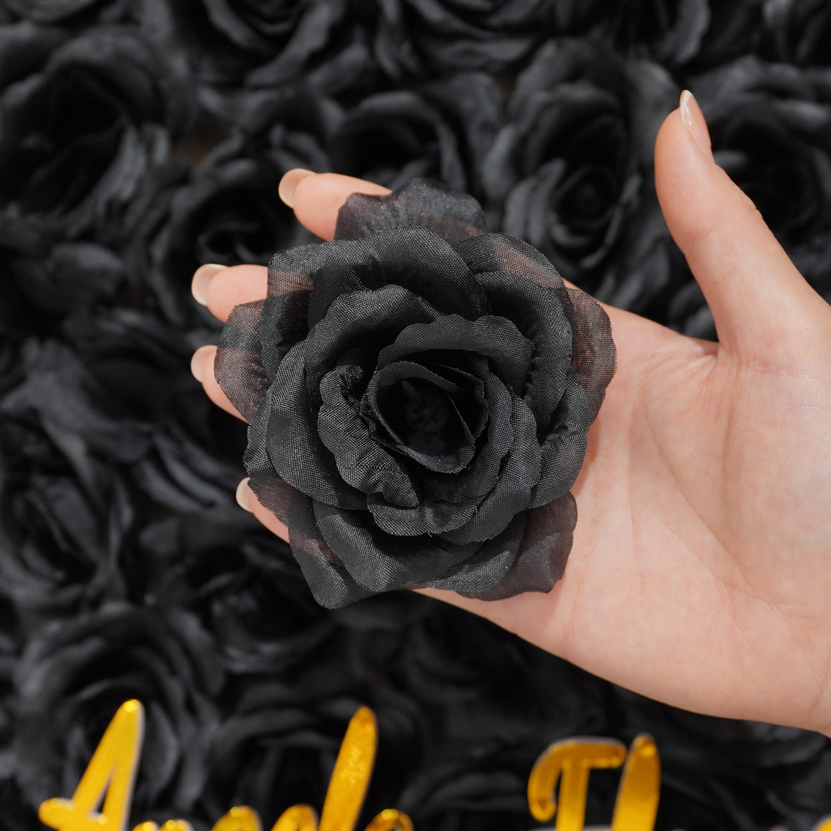 Gothic style black artificial flower heads bulk pack