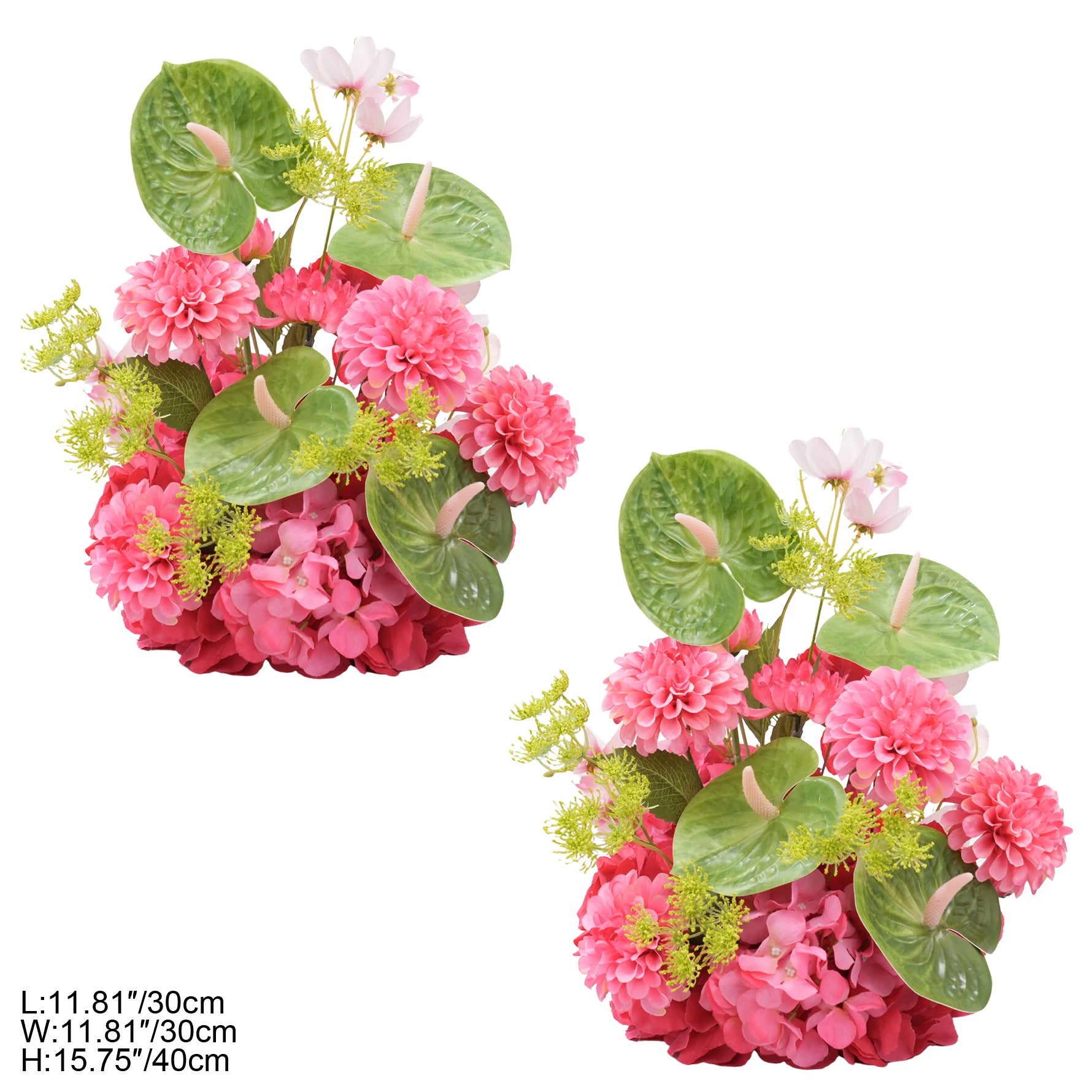 bold‑pink‑wedding‑tablescape‑decor‑faux‑mixed‑flower‑vase‑arrangement