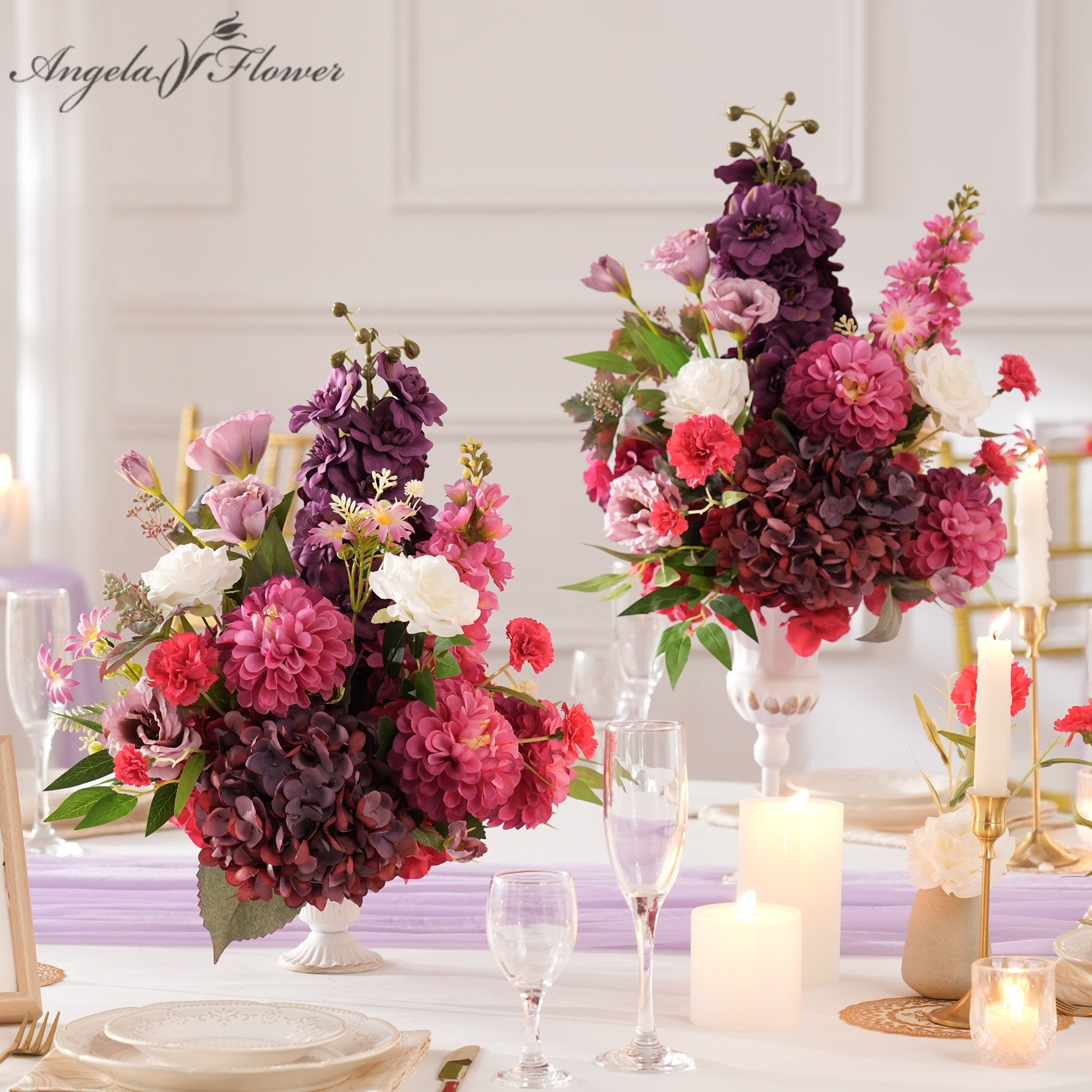 artificial‑dark‑purple‑wedding‑centerpiece‑side‑angle‑product‑photo