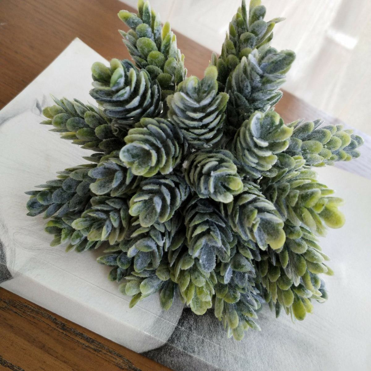 rust_pinecone_bush_table_center