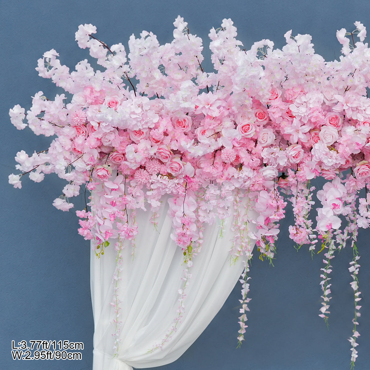 pink hanging blossom arch floral swag