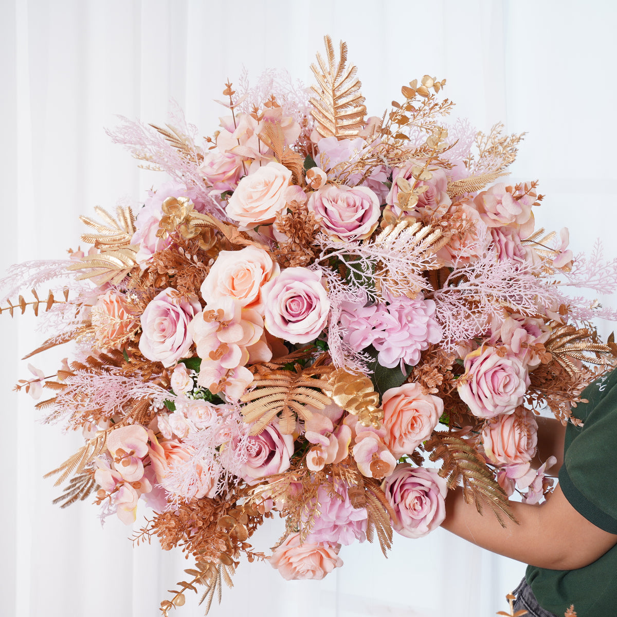 Modern romantic blush pink wedding table flower