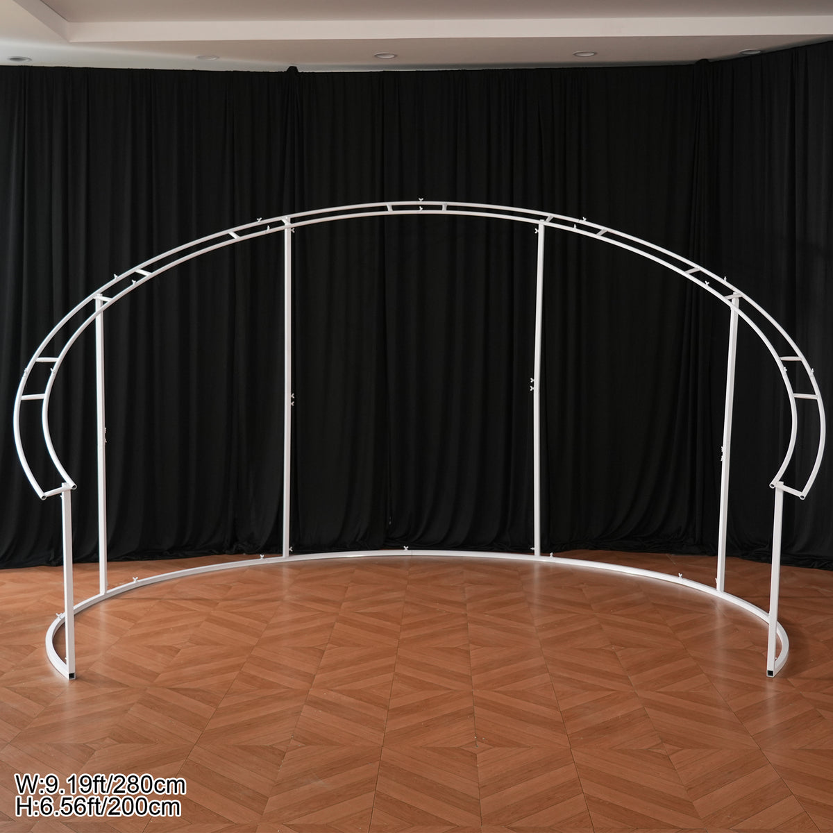 White C shape metal wedding backdrop frame for floral arrangement