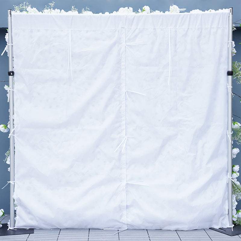 Faux white flower wall made of baby's breath for wedding reception stage background decor