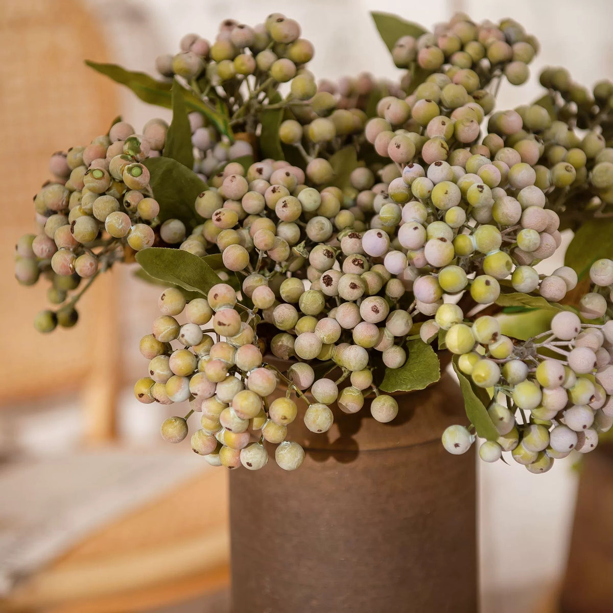 Vintage dried look fake berry stem vase decoration