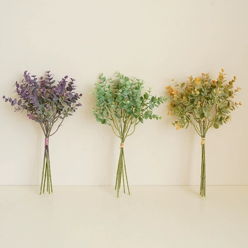 mixed‑color-faux-eucalyptus-bundles-wall-background