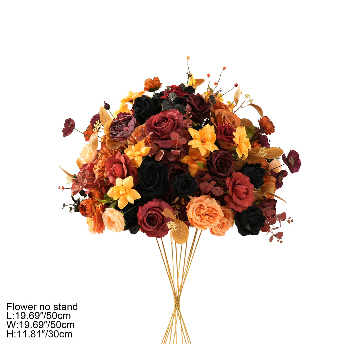 Terracotta orange burgundy floral ball for pillar decor