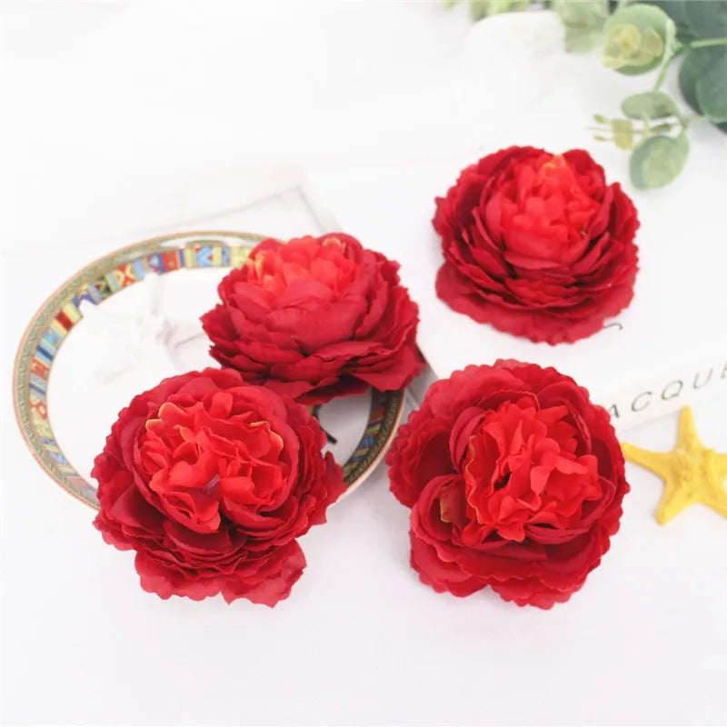 Wine Red Silk Peony Flower Head Wall Decor
